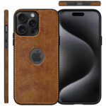 Pu Leather Case For iPhone 15 Pro (Brown)