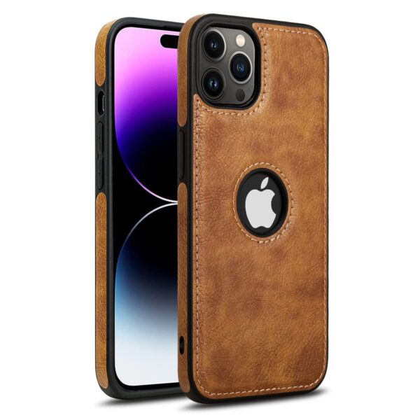 Pu Leather Case For iPhone 14 Pro (Brown)