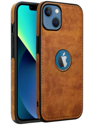 Pu Leather Case For iPhone 15 (Brown)