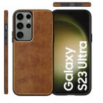 Pu Leather Case For Samsung S23 Ultra (Brown)