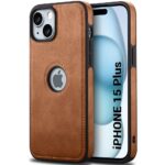 Pu Leather Case For iPhone 15 Plus (Brown)