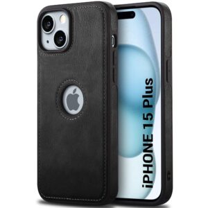 Pu Leather Case For iPhone 15 Plus (Black)