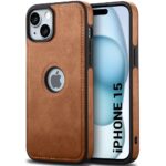 Pu Leather Case For iPhone 15 (Brown)