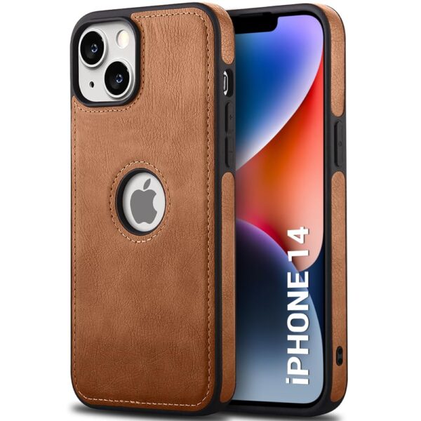 Pu Leather Case For iPhone 14 (Brown)