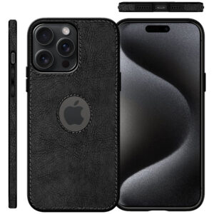 Pu Leather Case For iPhone 15 Pro (Black)
