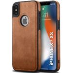 Pu Leather Case For iPhone X/Xs (Brown)