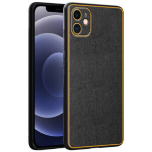 Chrome Leather Case For iPhone 12 (Black)