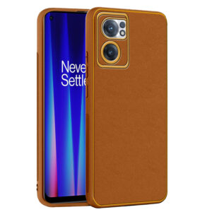 Chrome Leather Case For One Plus Nord Ce2 (Brown)