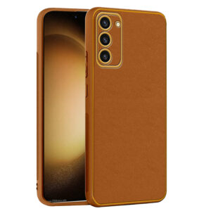 Chrome Leather Case For Samsung S23 Plus (Brown)