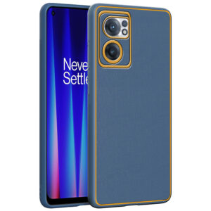 Chrome Leather Case For One Plus Nord Ce2 (Blue)