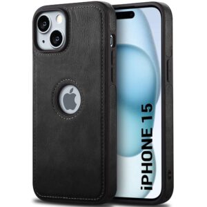 Pu Leather Case For iPhone 15 (Black)