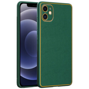 Chrome Leather Case For iPhone 12 (Green)