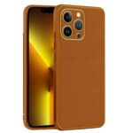 Chrome Leather Case For iPhone 13 Pro (Brown)