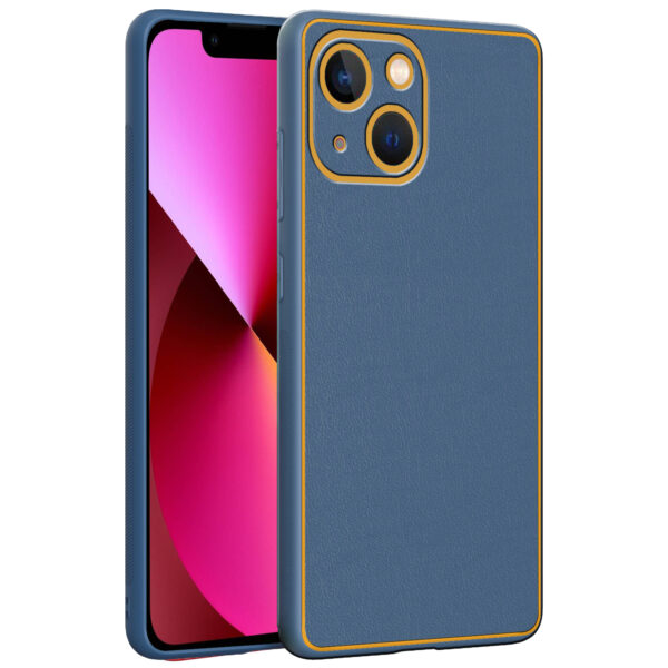 Chrome Leather Case For iPhone 13 Mini (Blue)