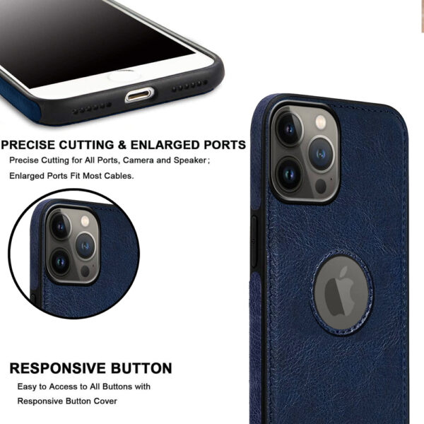 Pu Leather Case For iPhone 15 Pro (Blue)