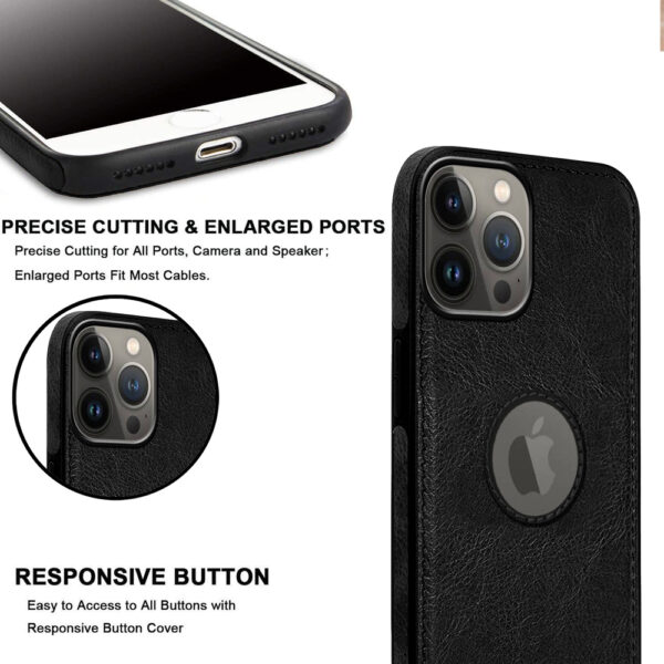 Pu Leather Case For iPhone 15 Pro (Black)