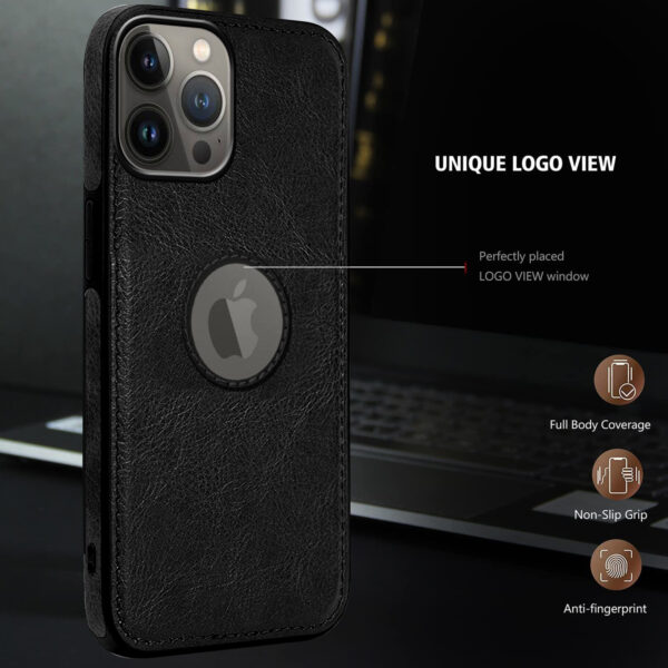 Pu Leather Case For iPhone 14 Pro (Black)