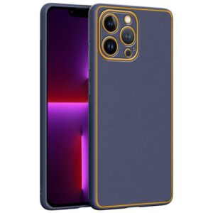 Chrome Leather Case For iPhone 13 Pro Max (Purple)
