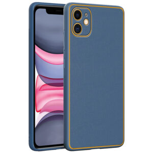 Chrome Leather Case For iPhone 11 (Blue)