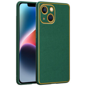 Chrome Leather Case For iPhone 13 (Green)