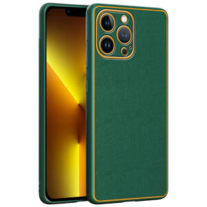 Chrome Leather Case For iPhone 13 Pro (Green)