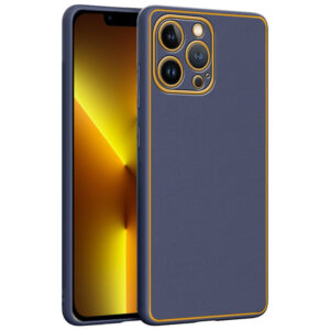 Chrome Leather Case For iPhone 13 Pro (Purple)