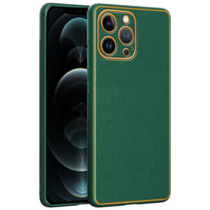 Chrome Leather Case For iPhone 12 Pro Max (Green)