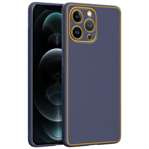 Chrome Leather Case For iPhone 12 Pro Max (Purple)