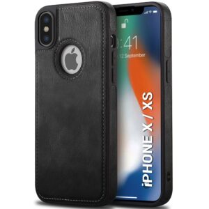Pu Leather Case For iPhone X/Xs (Black)