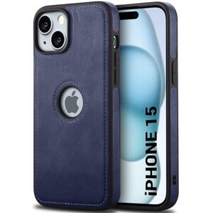Pu Leather Case For iPhone 15 (Blue)