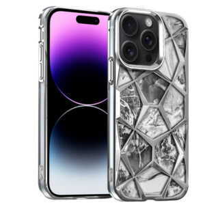 Diamond Cut Back Case for iPhone 15 pro silver