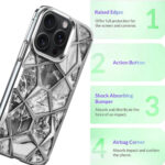 Diamond Cut Back Case for iPhone 15 pro silver