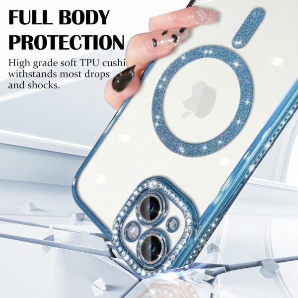 Diamond Bling Plating Case For iPhone 15 -Blue