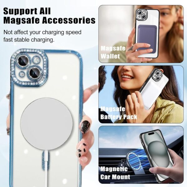 Diamond Bling Plating Case For iPhone 15 -Blue