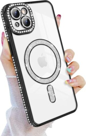 Diamond Bling Plating Case For iPhone 15-Black