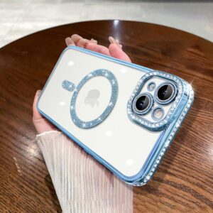 Diamond Bling Plating Case For iPhone 15 -Blue