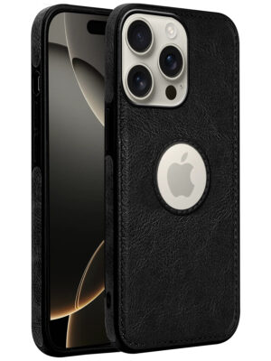 Pu Leather Case For iPhone 16 Pro Max (Black)