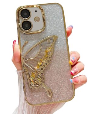 iPhone 11 Butterfly Glitter Design Case (Gold)