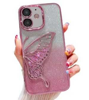 iPhone 11 Butterfly Glitter Design Case (Pink)