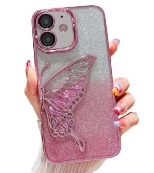 iPhone 11 Butterfly Glitter Design Case (Pink)