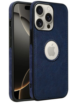 Pu Leather Case For iPhone 16 Pro Max (Blue)