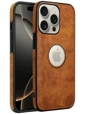 Pu Leather Case For iPhone 16 Pro Max (Brown)